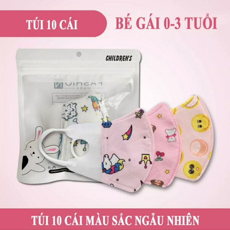 TÚI 10 KHẨU TRANG TRẺ EM 3D BÉ 0-12 TUỔI