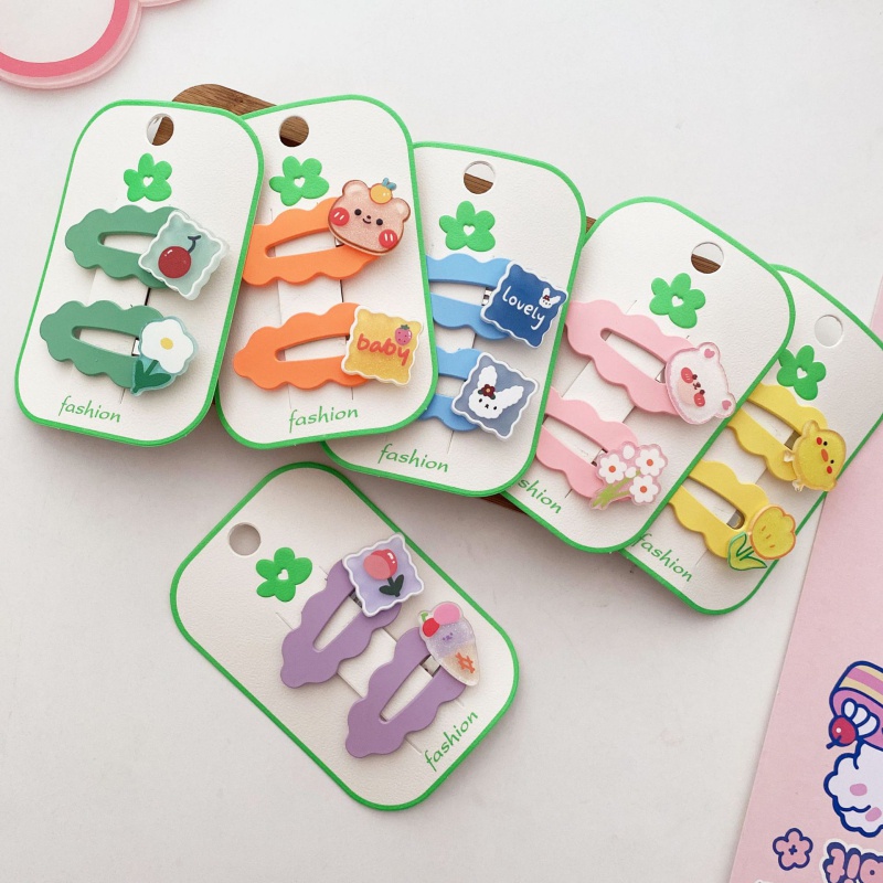 Set 2 Kẹp Tóc Hình Đám Mây Hoạt Hình Màu Kẹo Ngọt Phong Cách Hàn Quốc Cho Bé Gái
