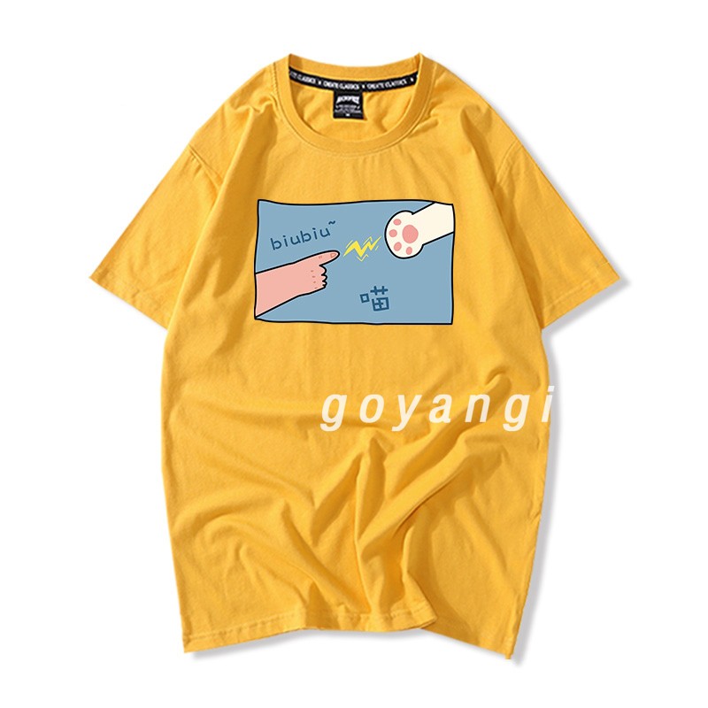 Áo thun tay lỡ goyangi Biu Biu Tay Mèo unisex nam nữ dáng rộng oversize phong cách Hàn Quốc