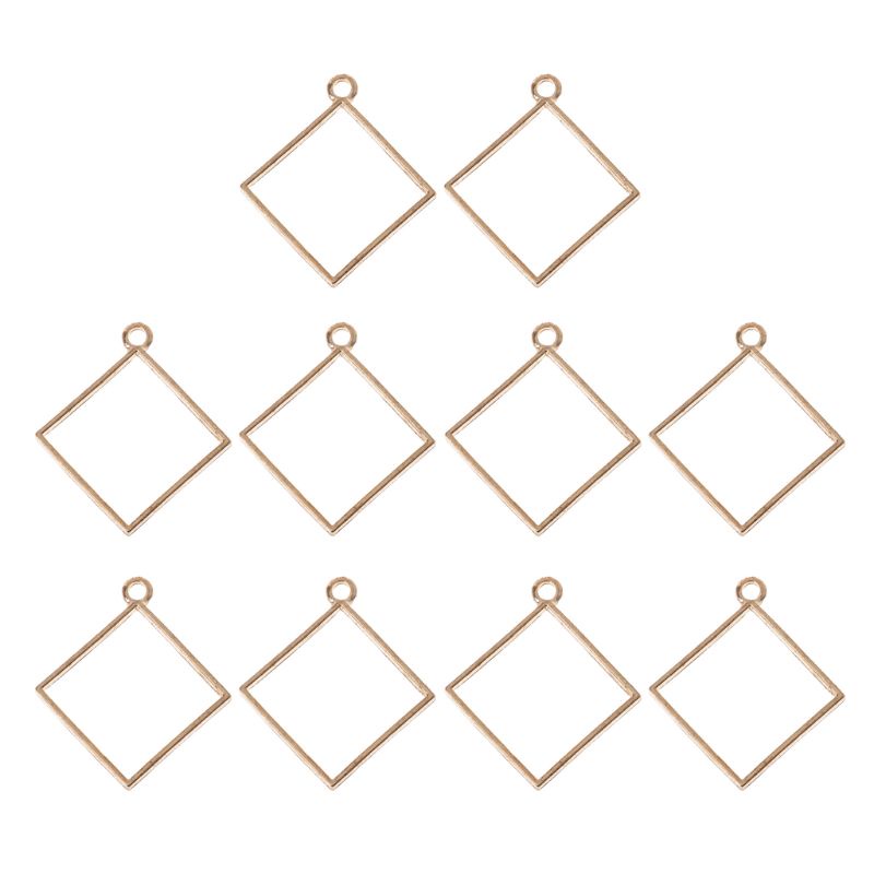 Bộ 10 Khung Mặt Dây Chuyền Hình Vuông Dạng Mở Dùng Làm Vòng Đeo Tay DIY