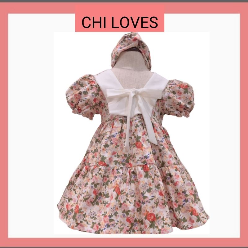 Váy cho bé gái 1 2 3 4 5 6 7 8 tuổi Chi Loves, Đầm bé gái hàng thiết kế mùa hè 2022 V4