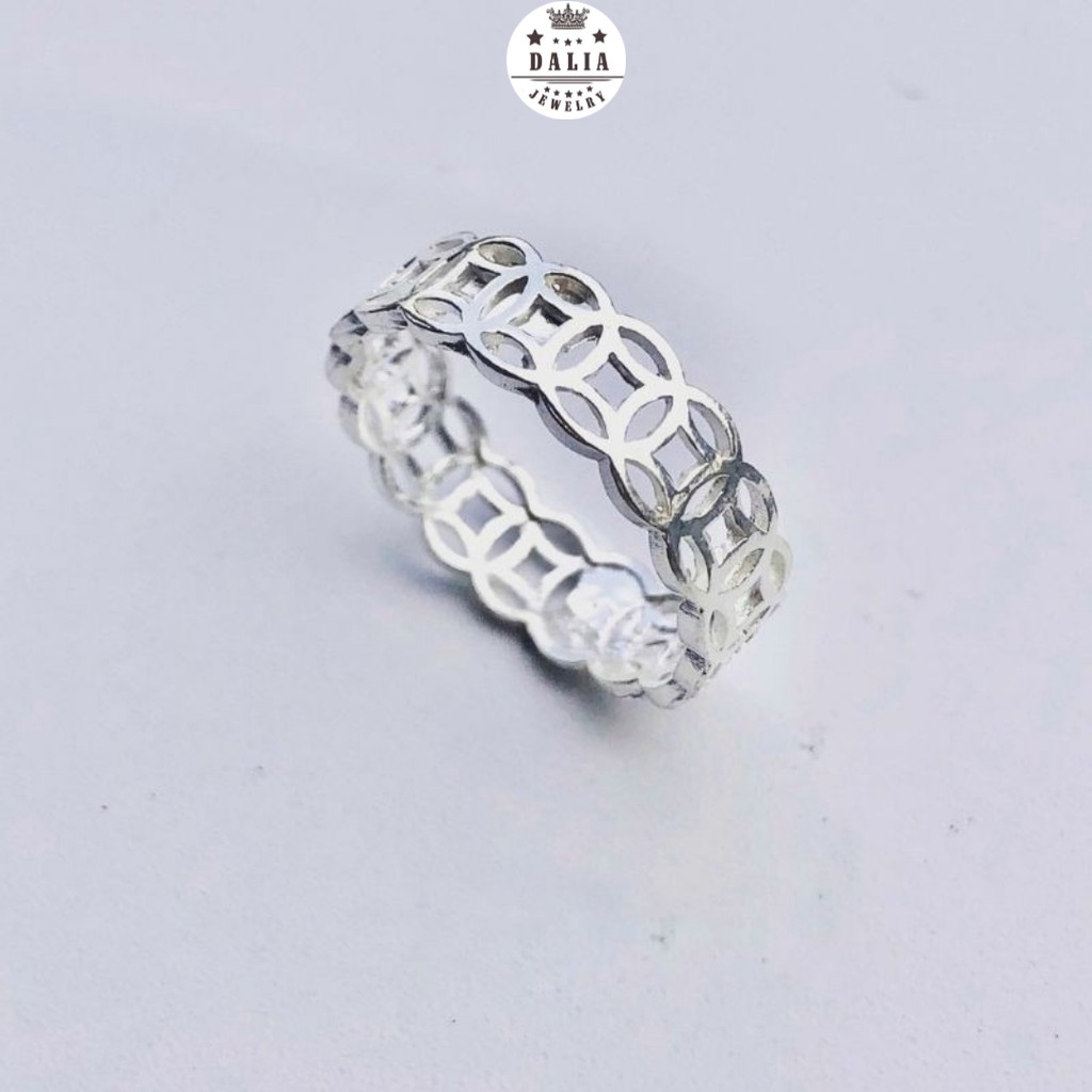 Nhẫn bạc nữ DaLiA Jewelry Kim tiền bản mỏng may mắn tài lộc N004