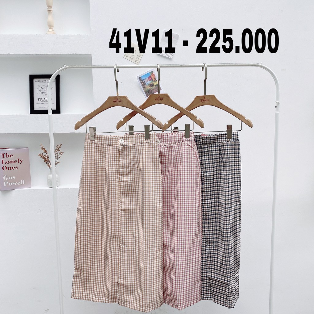 [Mã WABRWA8 giảm 15% đơn 99k] Chân váy kẻ caro chun sau xẻ trước dài 41v11 by germe | BigBuy360 - bigbuy360.vn