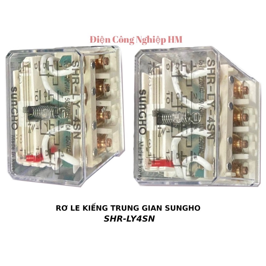 Relay Rơ le trung gian SUNGHO SHR-LY4SN - Chính Hãng 14 chân dẹt ngang to, có đèn