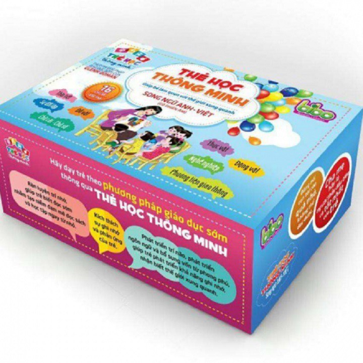 THẺ HỌC THÔNG MINH CHO BÉ BIBO- 416 THẺ- 16 CHỦ ĐỀ