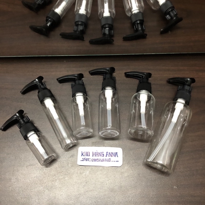 Set 50 Chai trong suốt vòi nhấn nhỏ giọt - Chai 100ml/ 50ml/ 30ml/ 10ml xịt giọt Đựng dầu gội , đựng nước rửa