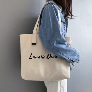Túi tote túi vải canvas có khóa miệng ngăn phụ bên trong phong cách Hàn Quốc hợp thời trang