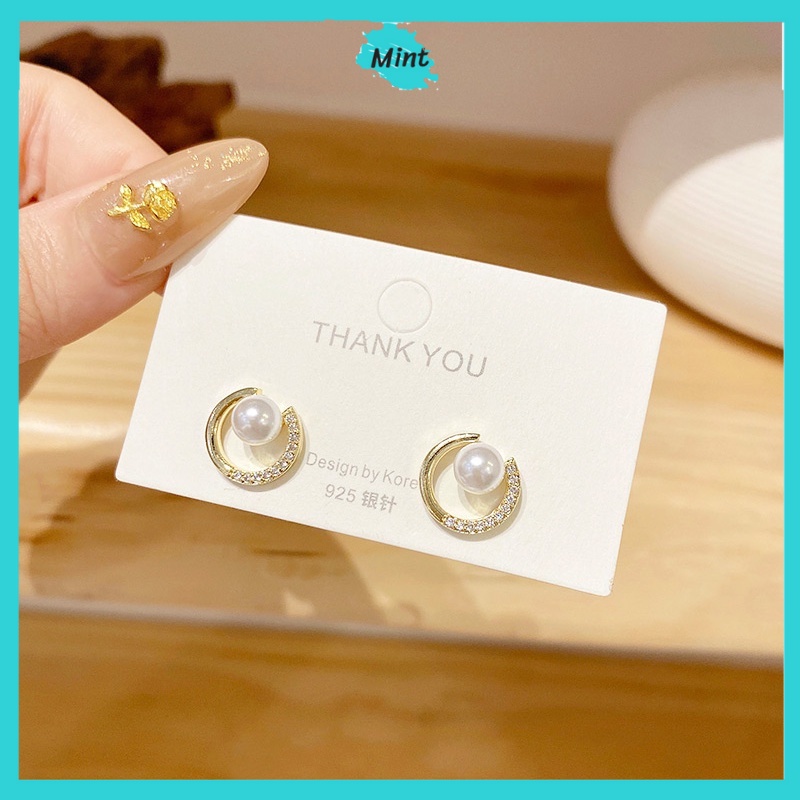 Khuyên Tai Tròn Chuôi Bạc S925 ❤️KHÔNG GÂY DỊ ỨNG❤️ Bông Tai Ngọc Trai Nhân Tạo Phong Cách Hàn Quốc