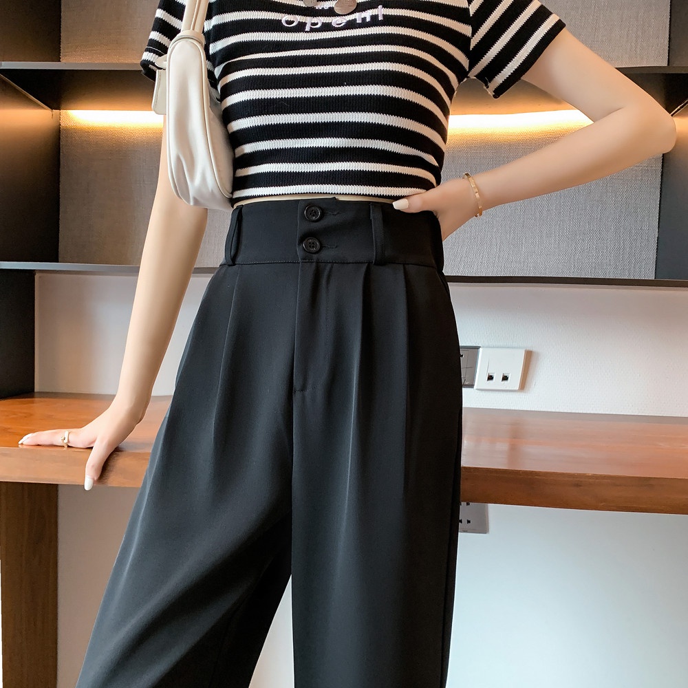 SUXI Quần ống rộng Lưng Cao Màu Sắc Vintage Thời Trang Mùa Hè Cho Nữ