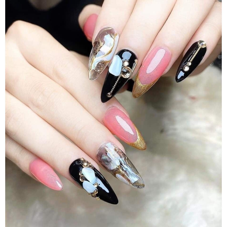 Xà cừ nail , xà cừ vân đá đính móng sét 12 hú