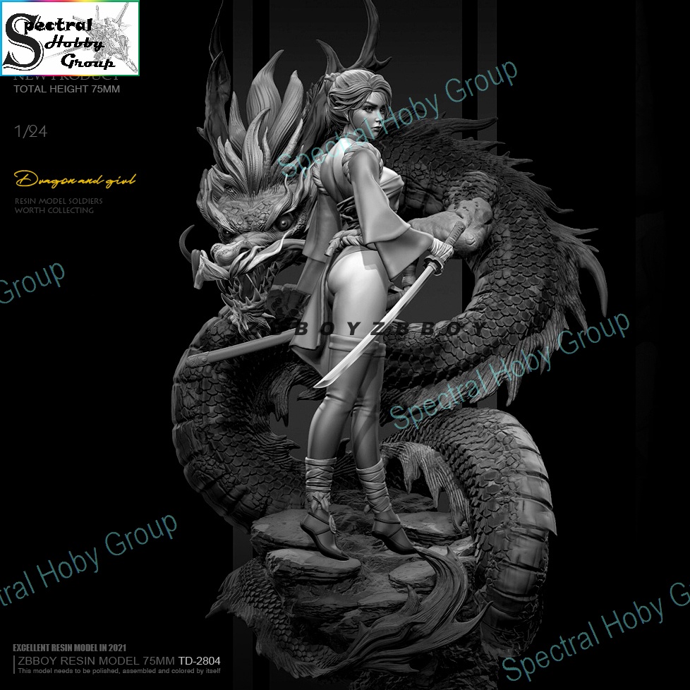 Mô hình nhựa Resin 75mm Dragon Girl TD2804