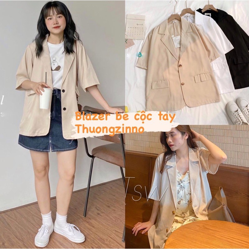 [Ảnh thật/Video]Áo blazer Meci cộc tay túi nắp Áo vest thiết kế kiểu dáng Hàn Quốc