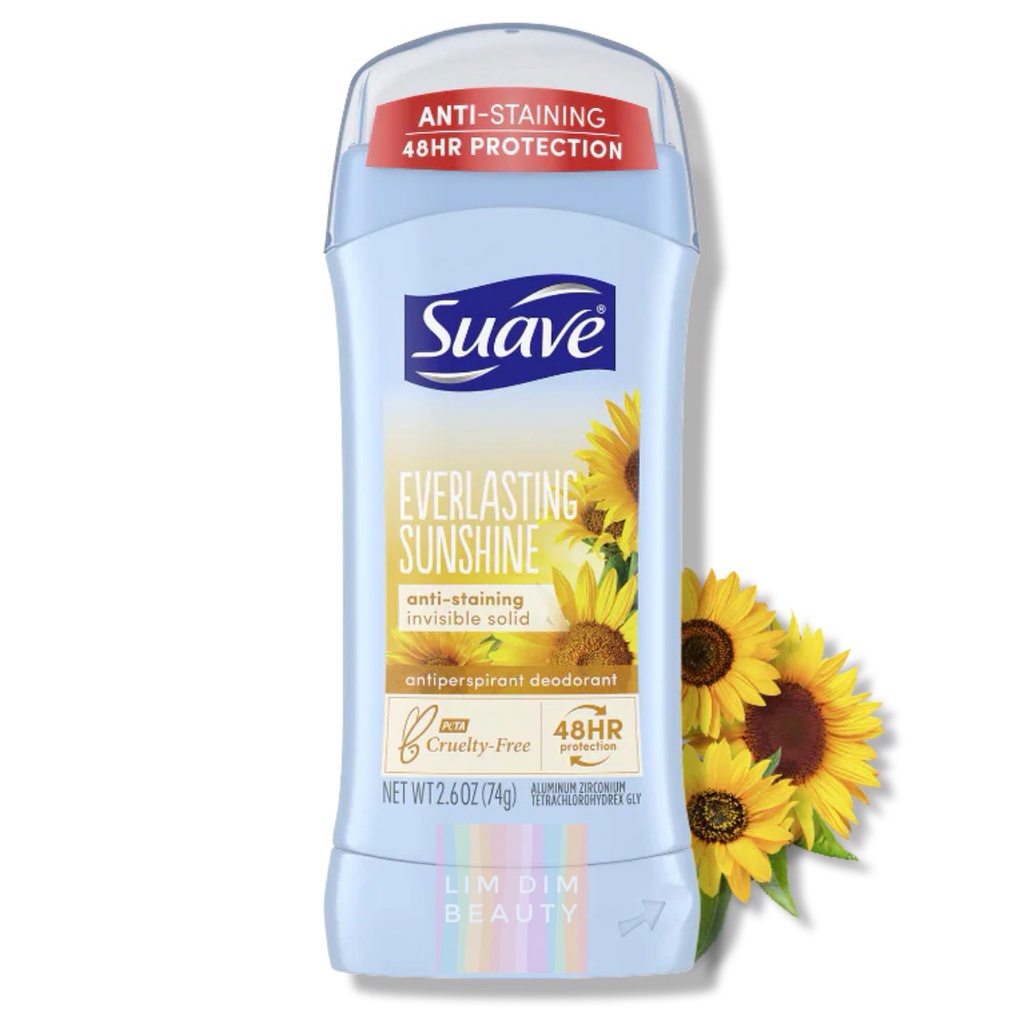 [USA] Lăn sáp khử mùi nữ Suave 24 Hour Protection 74g Powder, Sweet Pea &amp; Violet, Everlasting Sunshine