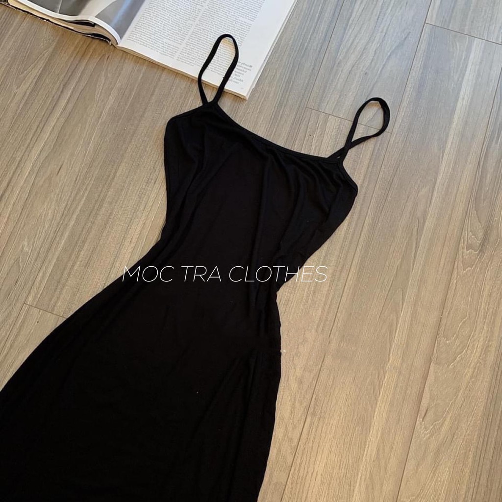 Váy nữ maxi dài thiết kế 2 dây xòe nhẹ chất thun tăm co dãn, Đầm hai dây nữ dự tiệc rẻ đẹp