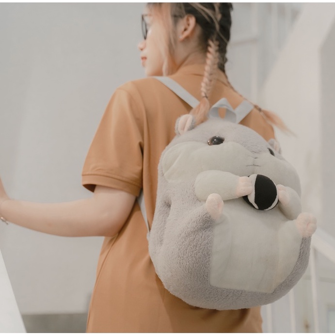 Balo thú bông ZINVG ( XÁM ) thời trang cute cao cấp dành cho nam nữ đi học, đi chơi, đi du lịch, đi phượt