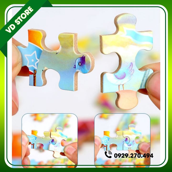 [60 miếng] Đồ Chơi Tranh Ghép Gỗ 60 Miếng Gỗ Puzzle (Kèm Hộp Thiếc) - Bộ Ghép Hình - Tranh Xếp Hình