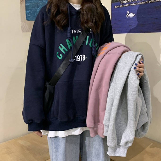 xiaozhainv Korean women's loose casual hooded sweater