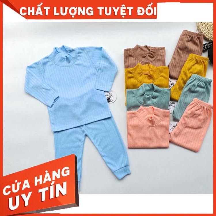 Bộ Dài Tay Cho Bé  Bộ Len Đũa Cổ Lọ Minky Cho Bé Chất len đũa cao cấp form siêu đẹp bé mặc ngủ bao ấm