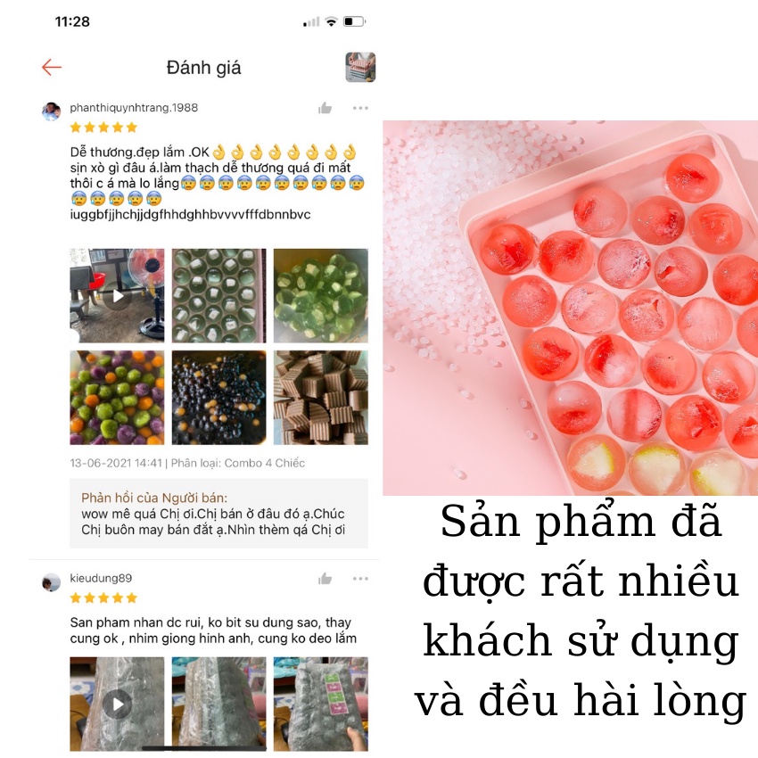 Khay đá tròn 33 viên có nắp , Khuôn làm thạch hoa quả hình bi bỏ cốc hợp vệ sinh