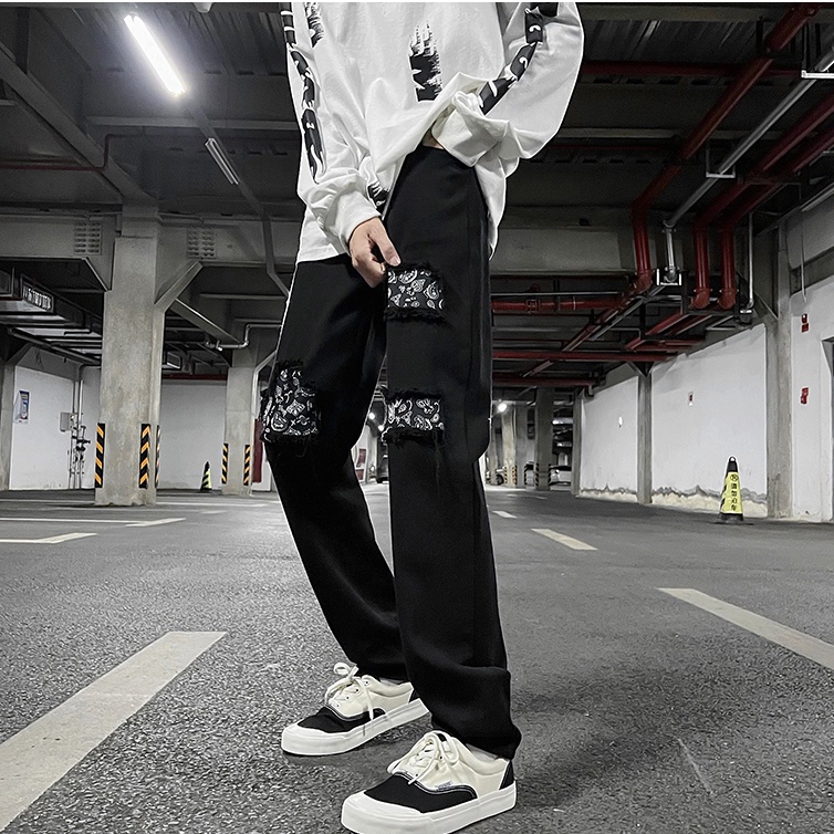 QuầN Bò TrơN Nam Quần Jeans Dài Ống Đứng Thời Trang Hàn Quốc Cho Nam QuầN Jeans Đen Nam QuầN Jean Nam Đen RáCh