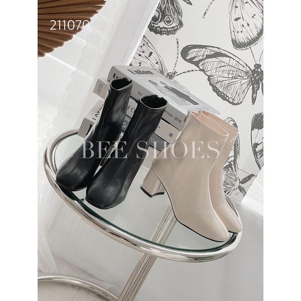 BEESHOES - BOOT NỮ DA MỀM MŨI VUÔNG - BOOT NỮ ĐẾ TRỤ CAO 5CM CÓ SẴN MÀU ĐEN - KEM 211070 | WebRaoVat - webraovat.net.vn