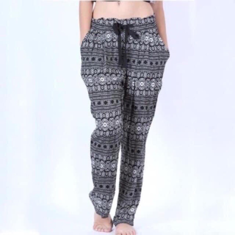 Quần lanh thái quần thổ cẩm baggy ống đứng có 2 túi thoải mái