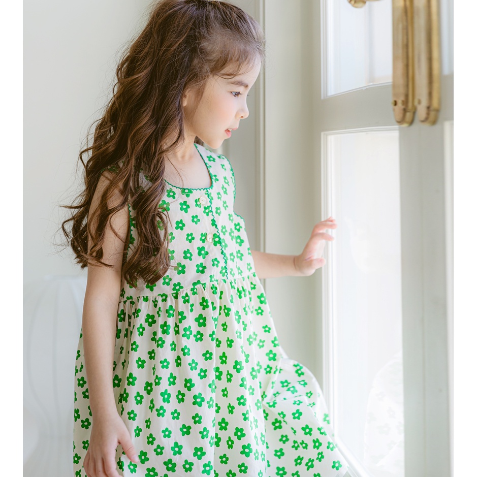 Váy bé gái Hàn Quốc Bebezoo cao cấp _ Green Daisy