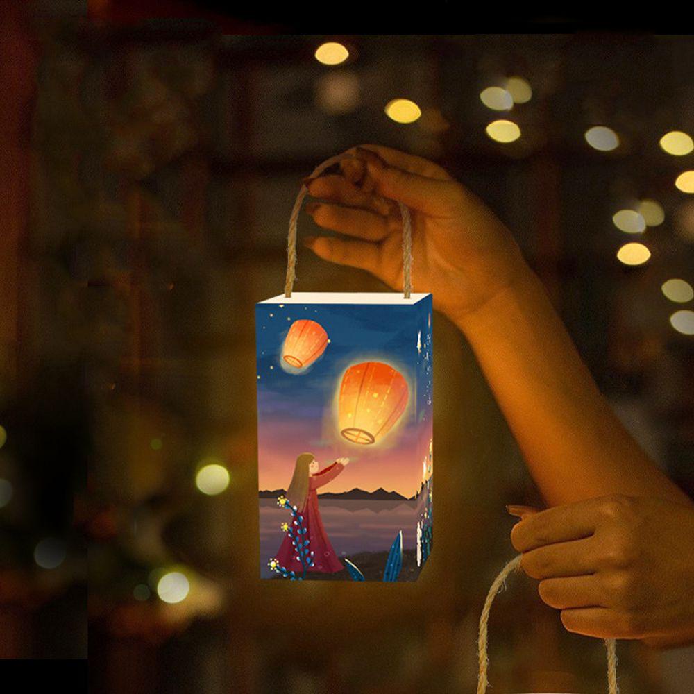 YIYU Lồng Đèn Hình Trụ Vuông Bằng ABS Dạ Quang Trang Trí Lễ Hội