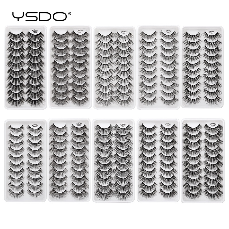 Set 10 Cặp Lông Mi Giả 3D Handmade Bằng Lông Chồn Nhân Tạo Tự Nhiên