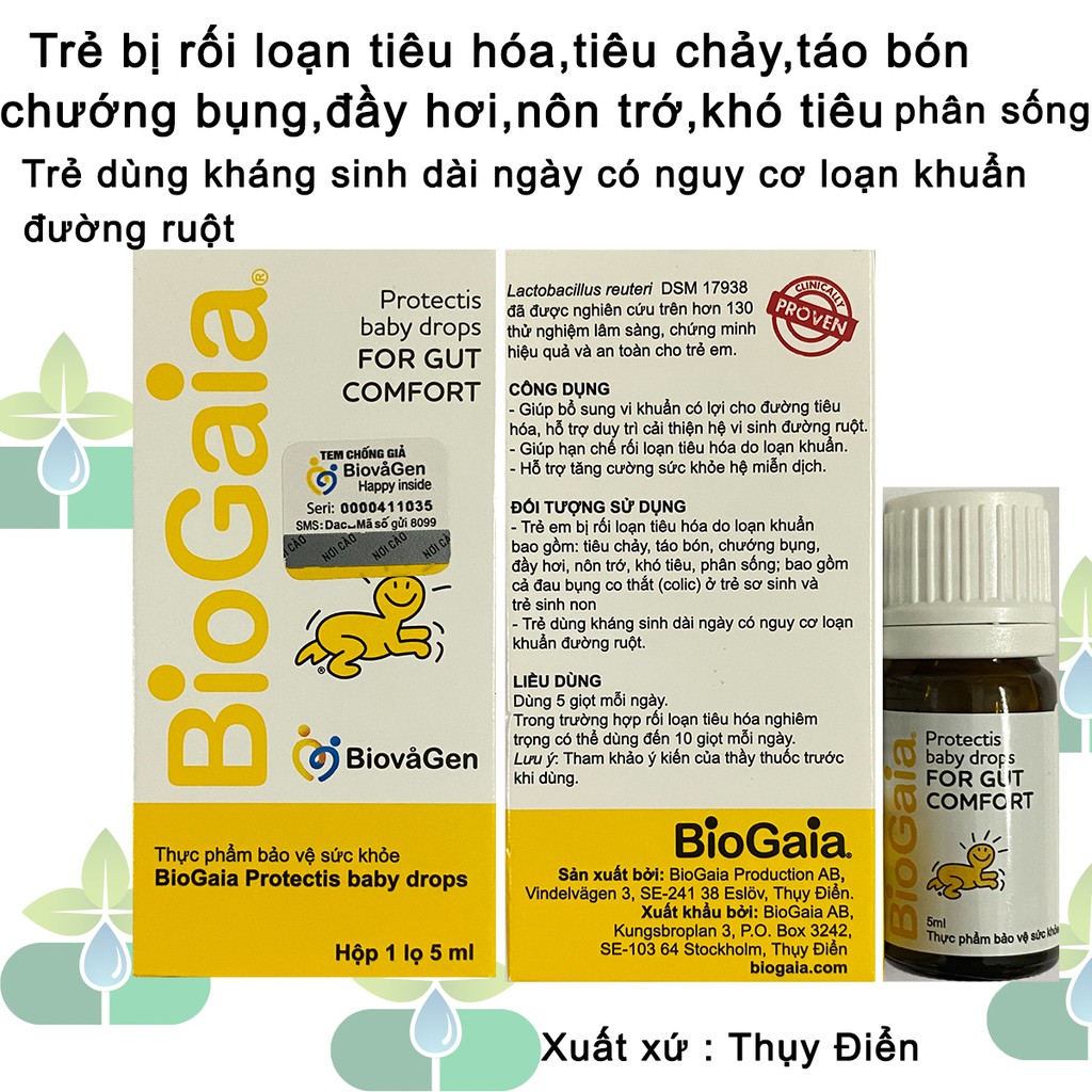 [Mã MKBC245 giảm 8% đơn 400K] Men Vi Sinh Biogaia Protectis Baby Drops Men Uống 5ml