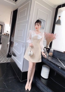 Đầm Bố Tay Tơ Nơ Cổ Bigsize (Có Ảnh Thật)