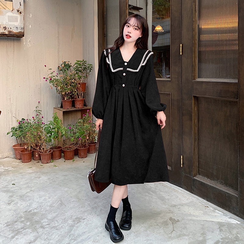 IELGY    plus size French retro dress women's lapel slimming straps