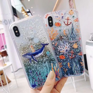 Ốp lưng kim tuyến nước in hình sinh vật biển cho Samsung J3 J4 J5 J7 2016 Samsung J8 2018