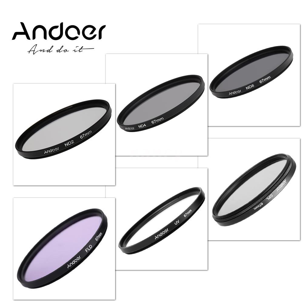 Ống kính lọc máy ảnh Andoer 67mm UV+CPL+FLD+ND(ND2 ND4 ND8)
