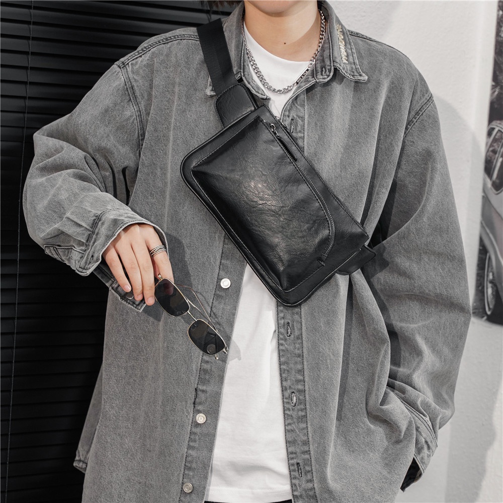 [FREE SHIP] Túi Da Đeo Ngực Nam thời trang đeo lưng M01, Túi đeo ngực phong cách Hàn Quốc màu đen quý phái | BigBuy360 - bigbuy360.vn