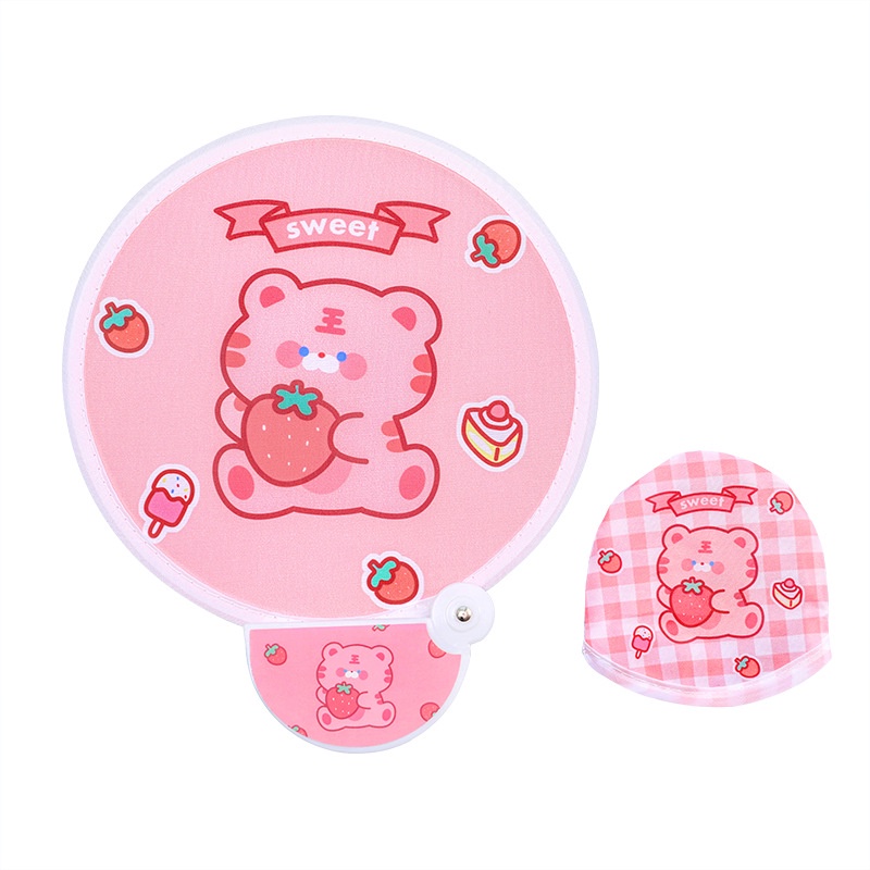 Quạt Xếp Mini Di Động Hình Tròn In Hoạt Hình Dễ Thương Cho Bé Gái