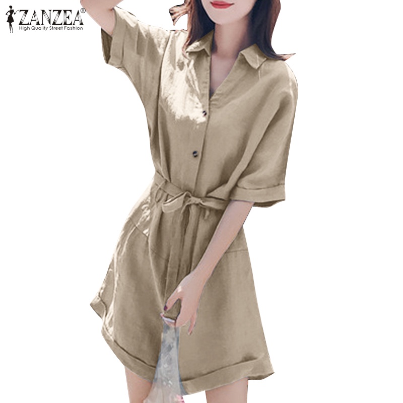 Áo liền quần ZANZEA dáng ngắn cổ chữ V tay lửng thời trang đường phố tùy chọn màu sắc dành cho nữ