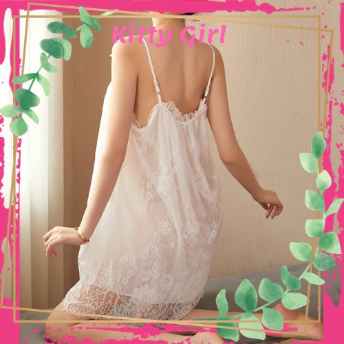 Váy Ngủ 2 Dây Đầm Ngủ Sexy Phối Ren 2s Nơ Váy Dáng Xòe Mặc Nhà Quyến Rũ VN13 | BigBuy360 - bigbuy360.vn