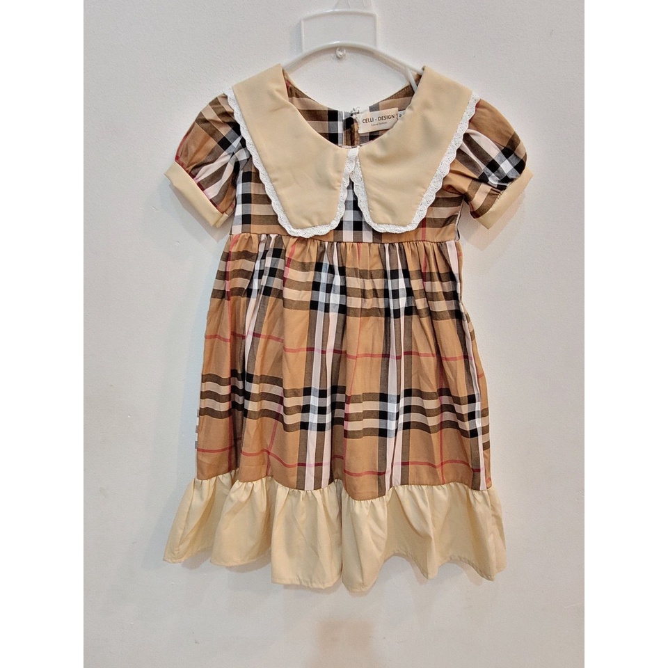 ĐẦM BURBERRY TAY PHỒNG CHO BÉ GÁI