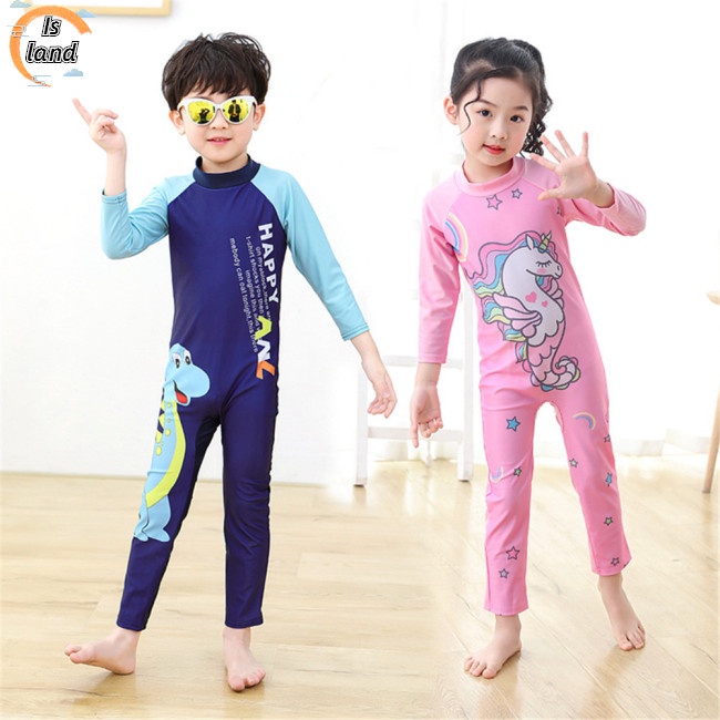 Bộ đồ bơi dài tay chống nắng họa tiết hoạt hình cho bé 3-11 tuổi
