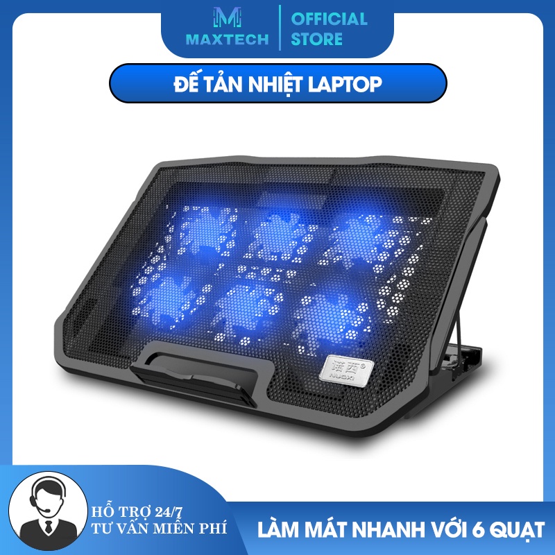 Đế tản nhiệt hỗ trợ chơi game chất lượng cao dành cho laptop, 6 quạt  đèn LED, làm mát nhanh chóng - k1305