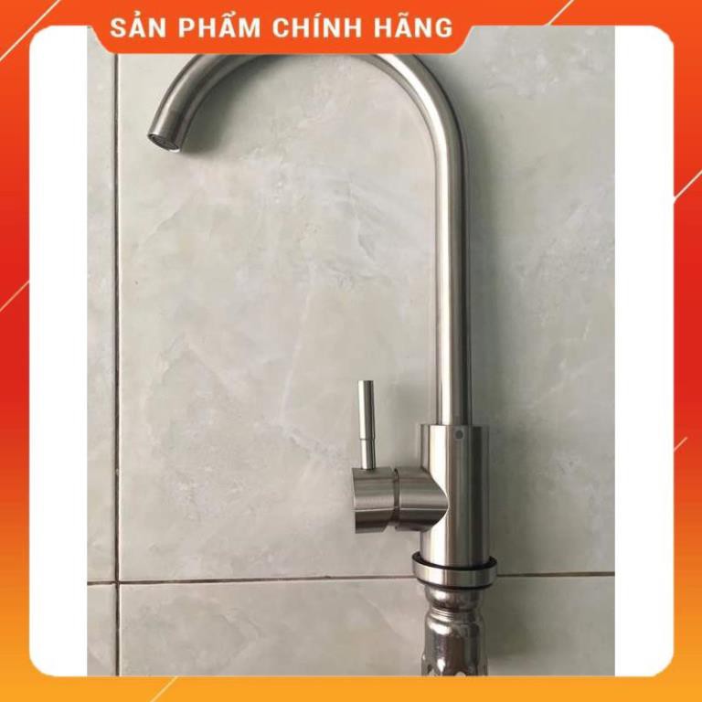 (GIÁSỐC) Vòi rửa chén nóng lạnh inox304 cong lớn, vòi rửa bát inox304 nóng lạnh bảo hành 3 năm