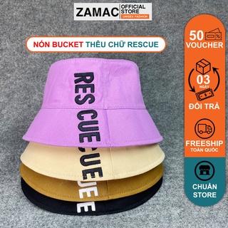 Mũ bucket, nón tai bèo ZAMAC vành tròn thêu chữ Rescue chất kaki Ulzzang unisex nam nữ ZN8