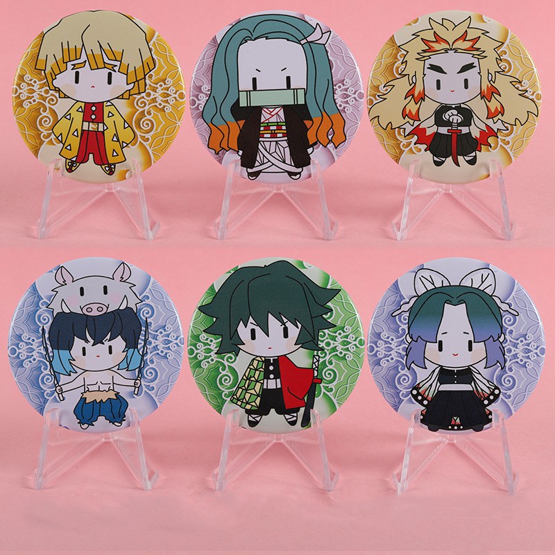 Huy hiệu cài áo in hình Kimetsu no Yaiba - Thanh Gươm Diệt Quỷ anime chibi dễ thương xinh xắn tiện lợi m11