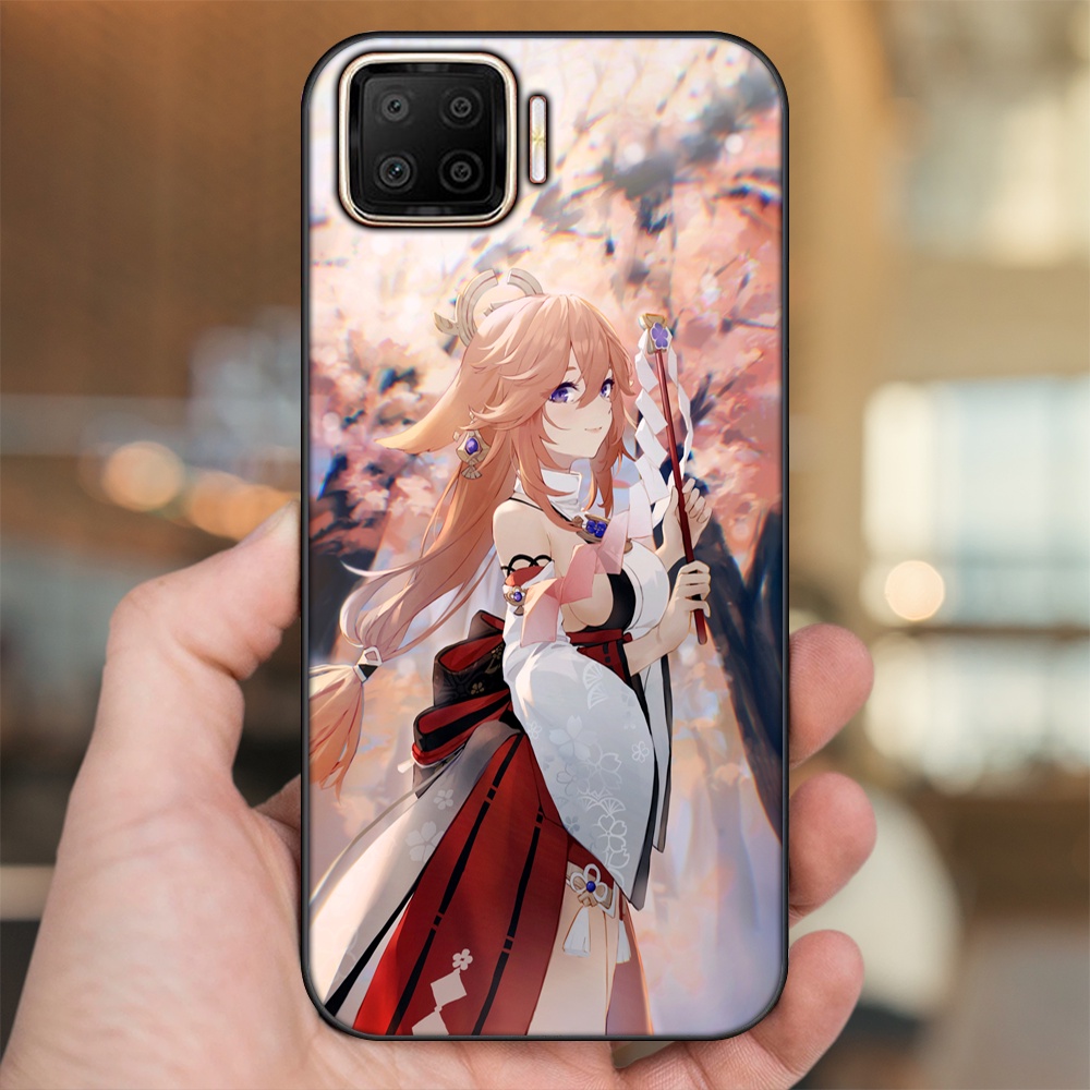 Ốp lưng Oppo A73, A93 4G viền đen in hình Yae Miko Genshin Impact