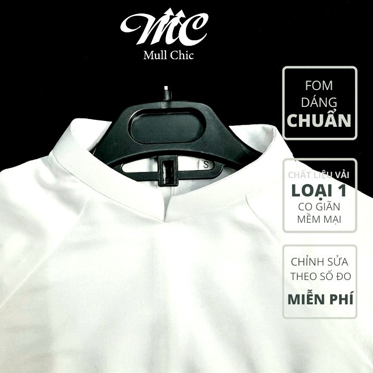 áo dài học sinh màu trắng ngọc, chất liệu lụa tây thi, cổ vuông 2cm, tay dài
