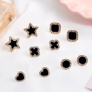 Korean Temperament Silver Pin Love Earrings Four-leaf Clover Earrings Fashion Earrings