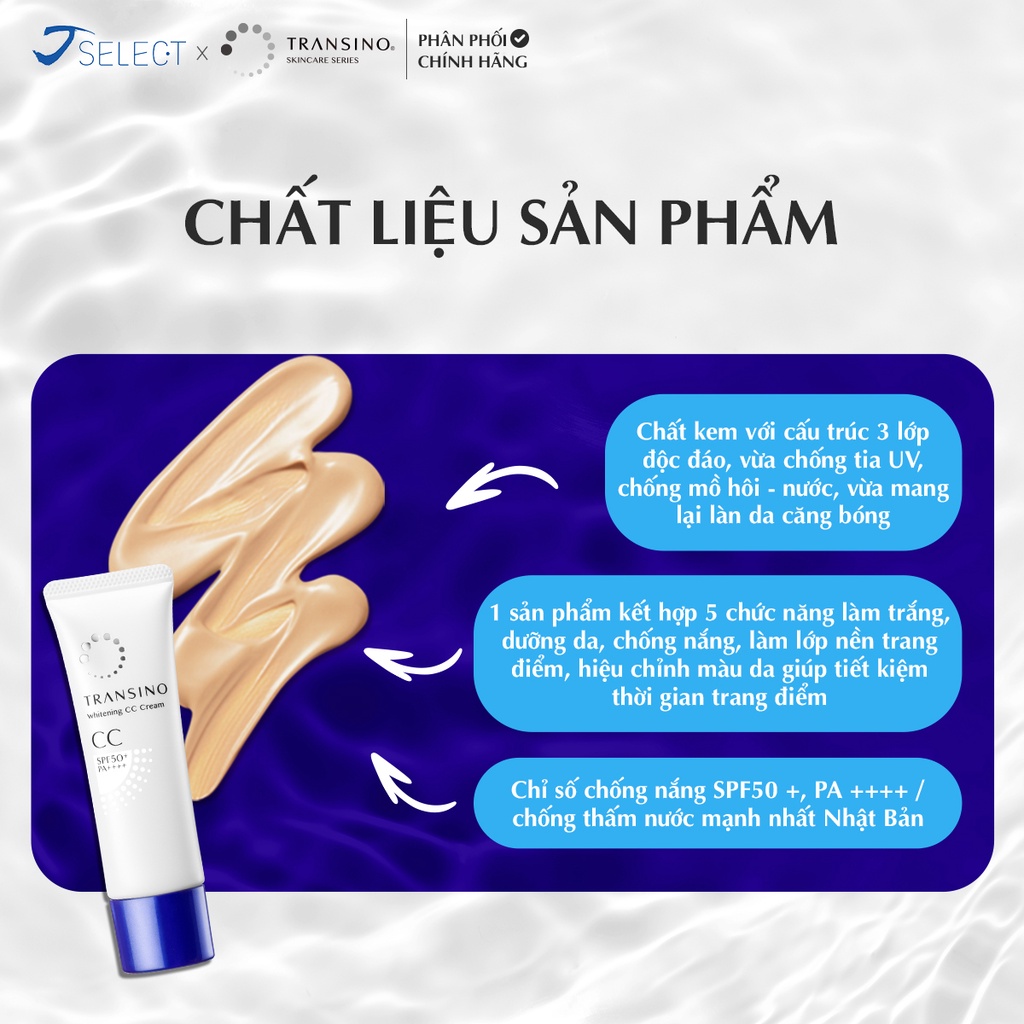 Kem nền UV dưỡng trắng và chống nắng tối đa TRANSINO 30ml
