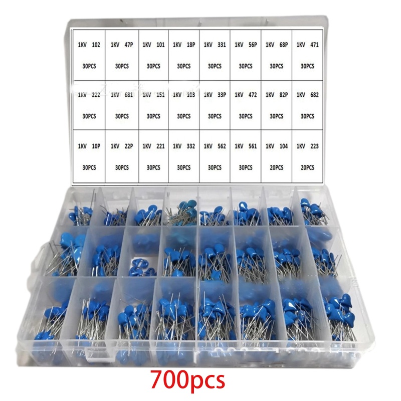 Set 700 Tụ Điện Gốm 1KV 10PF-821PF 24 Chuyên Dụng