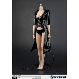 Zytoys 1/6 zy5018 female hood leather trench coat underpants whip set no body